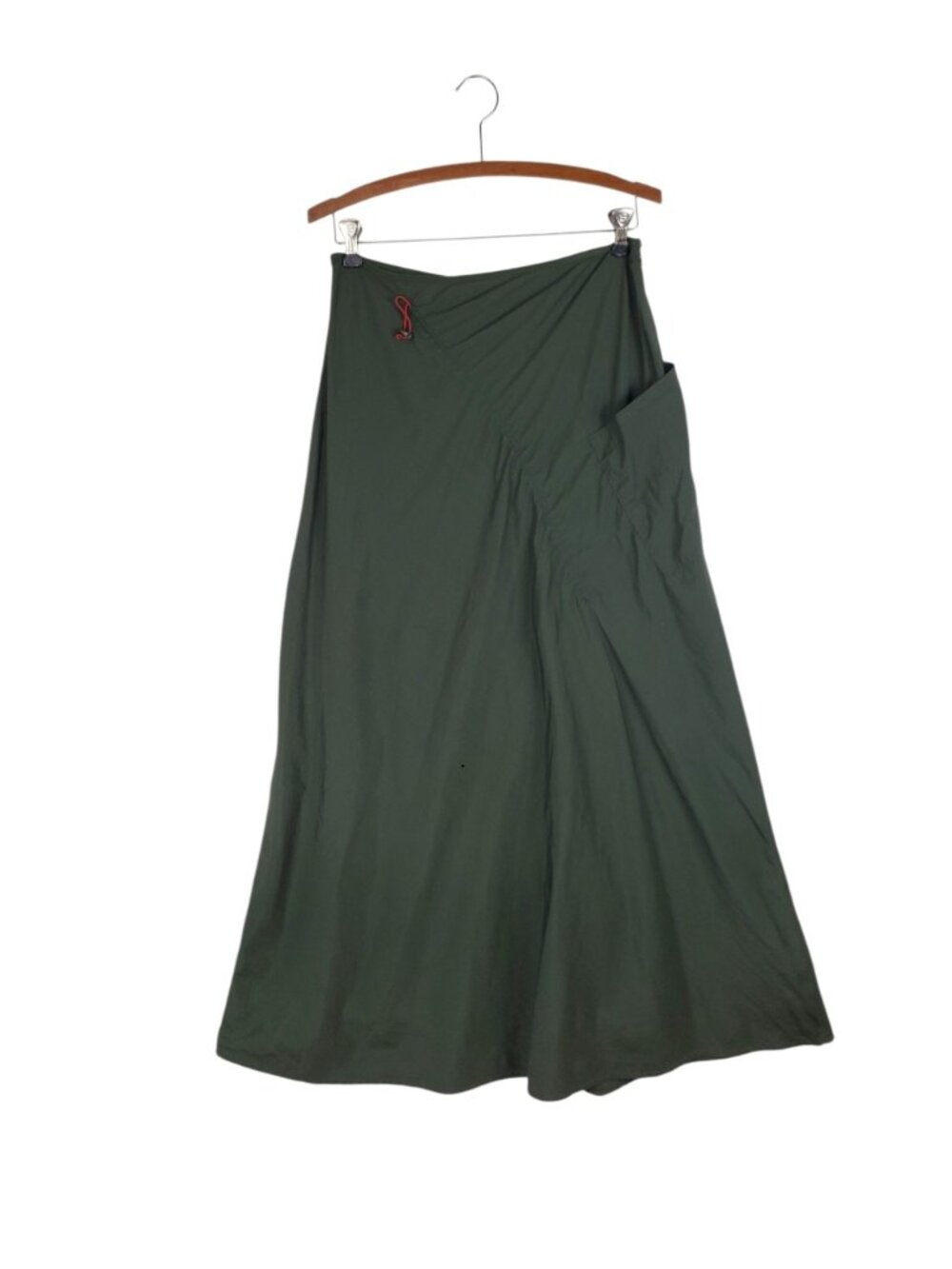 Vintage Cop Copine Ruched Cargo Maxi Skirt Olive Nylon? Flawed Womens Small